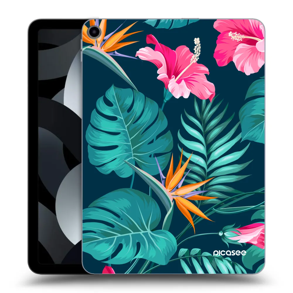 Picasee transparente Silikonhülle für Apple iPad Air 5 10.9" 2022 - Pink Monstera