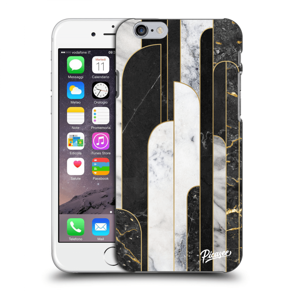 Picasee Apple iPhone 6/6S Hülle - Milchiges Silikon - Black & White tile