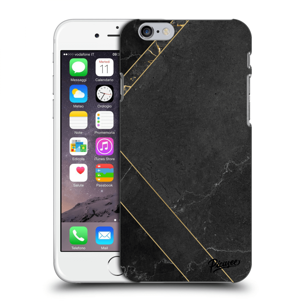 Picasee Apple iPhone 6/6S Hülle - Milchiges Silikon - Black tile