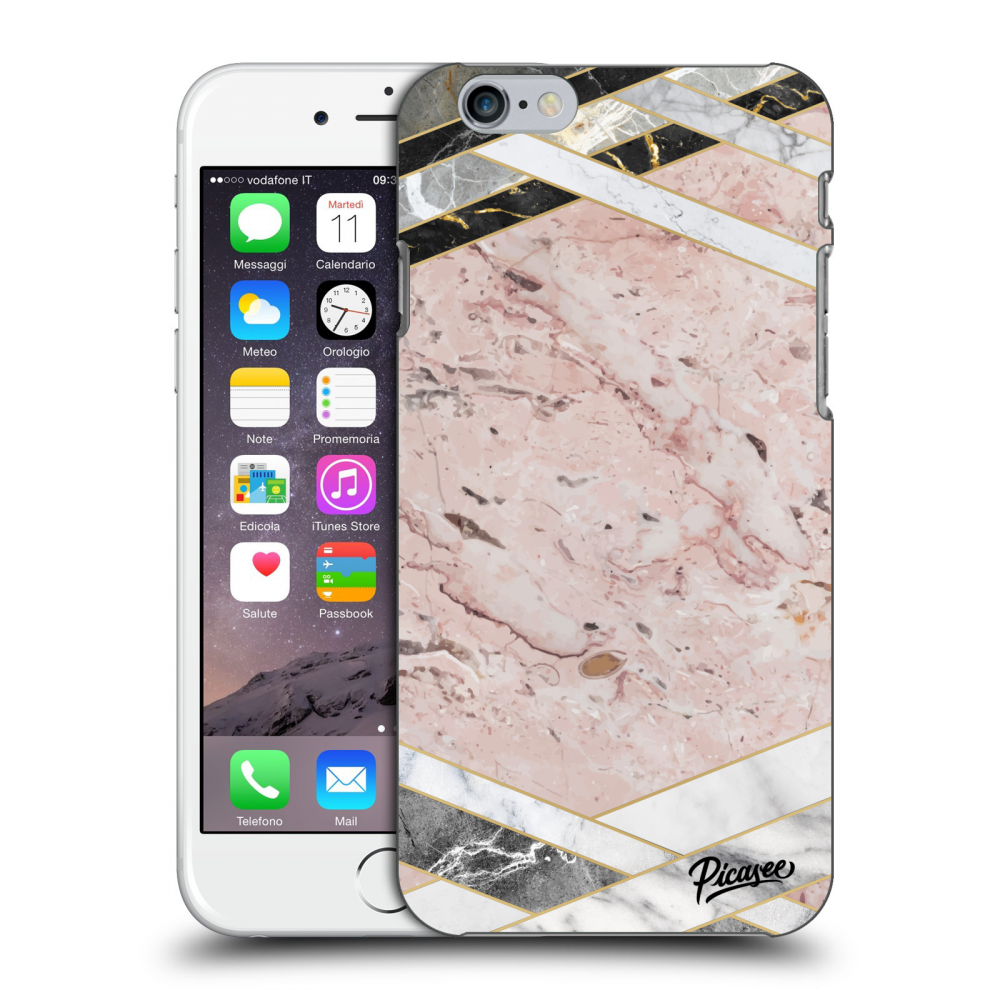 Picasee Apple iPhone 6/6S Hülle - Transparentes Silikon - Pink geometry