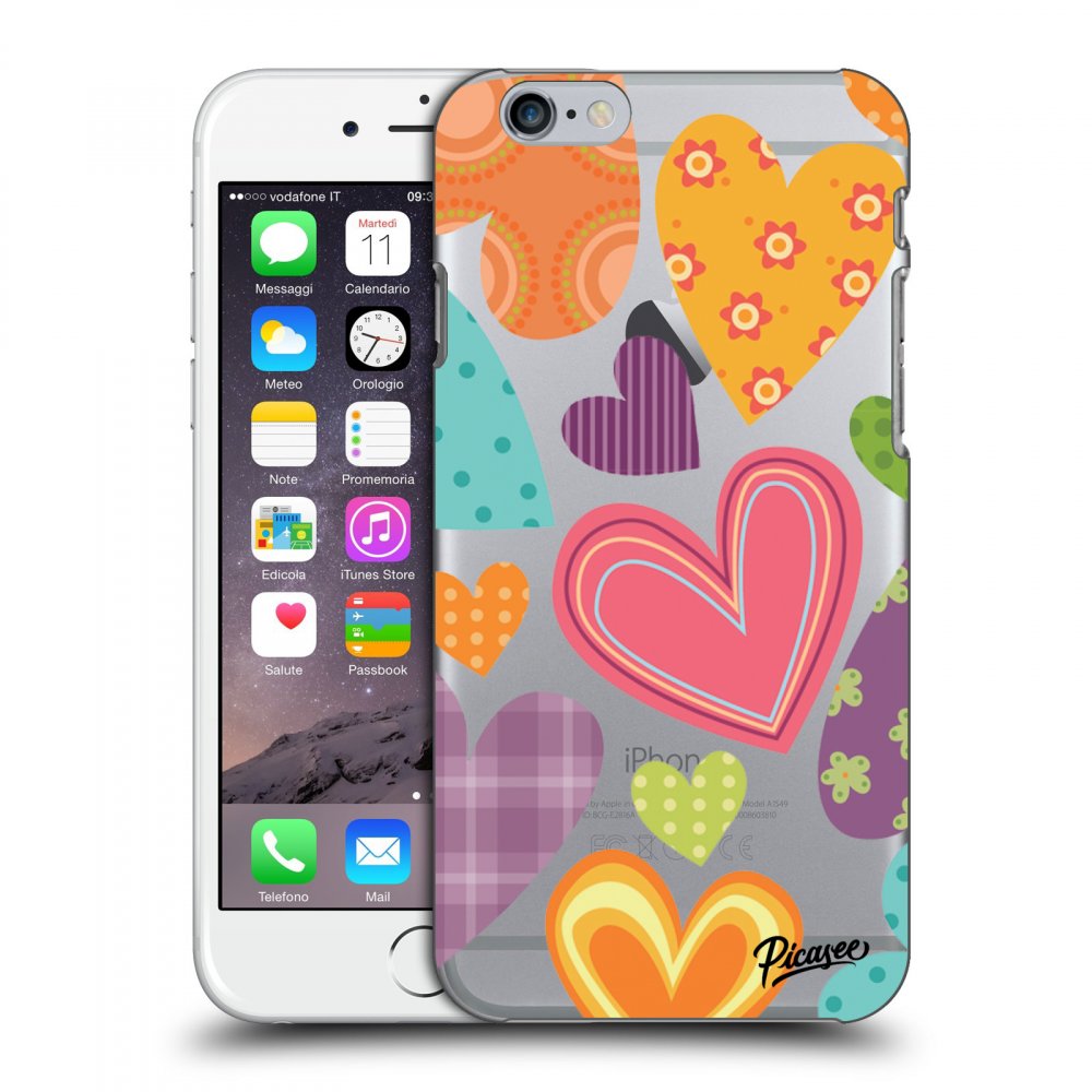 Picasee Apple iPhone 6/6S Hülle - Transparentes Silikon - Colored heart