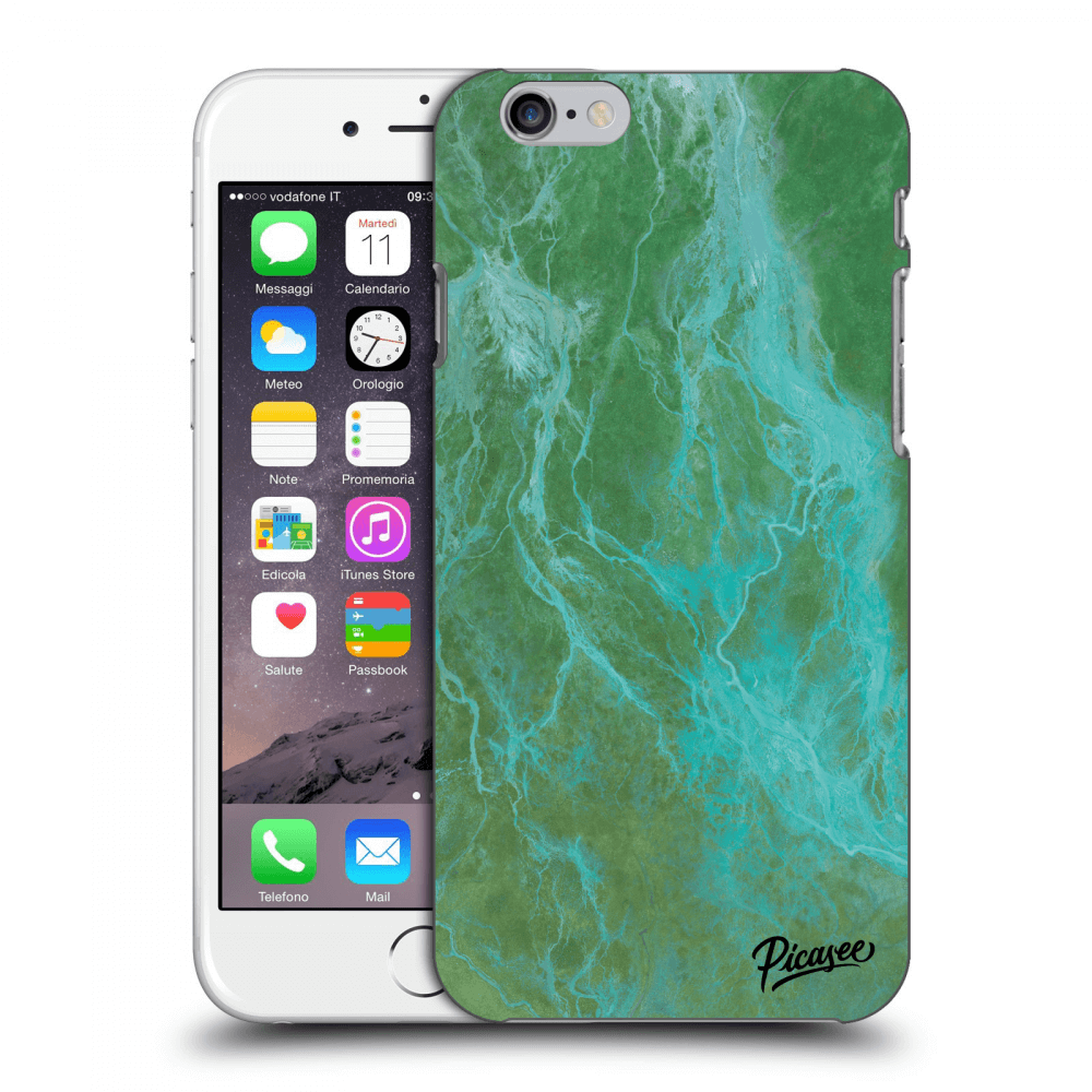 Picasee Apple iPhone 6/6S Hülle - Schwarzes Silikon - Green marble