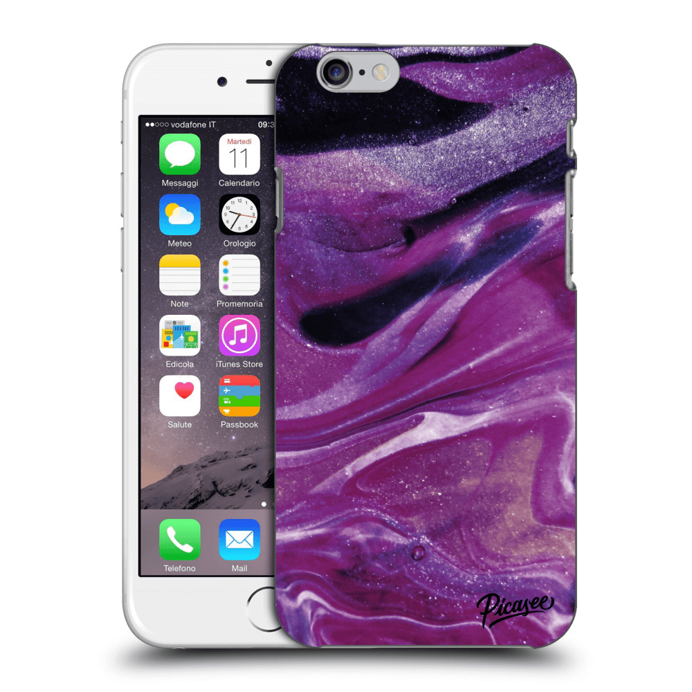 Picasee Apple iPhone 6/6S Hülle - Schwarzes Silikon - Purple glitter