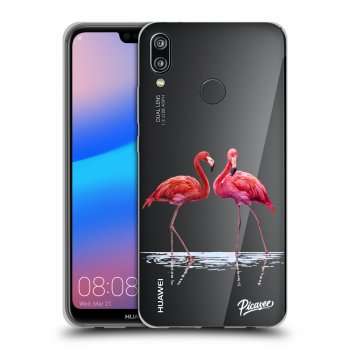 Picasee Huawei P20 Lite Hülle - Transparentes Silikon - Flamingos couple