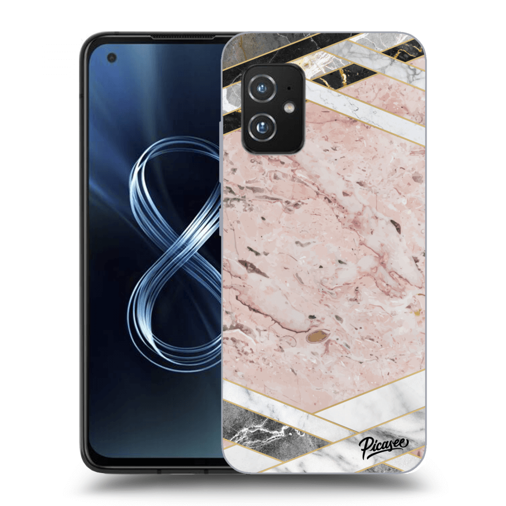 Picasee Asus Zenfone 8 ZS590KS Hülle - Transparentes Silikon - Pink geometry