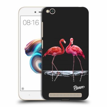 Picasee Xiaomi Redmi 5A Hülle - Schwarzes Silikon - Flamingos couple