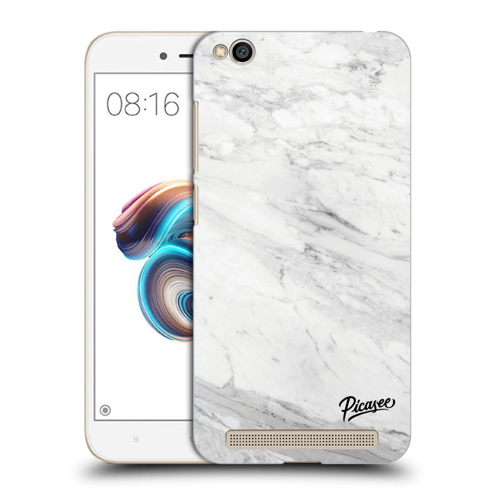 Picasee Xiaomi Redmi 5A Hülle - Schwarzes Silikon - White marble