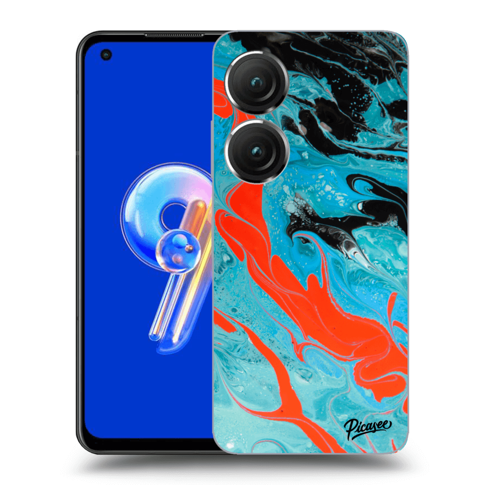 Picasee Asus Zenfone 9 Hülle - Schwarzes Silikon - Blue Magma