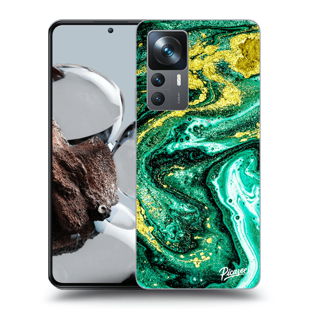 Picasee Xiaomi 12T Pro Hülle - Schwarzes Silikon - Green Gold