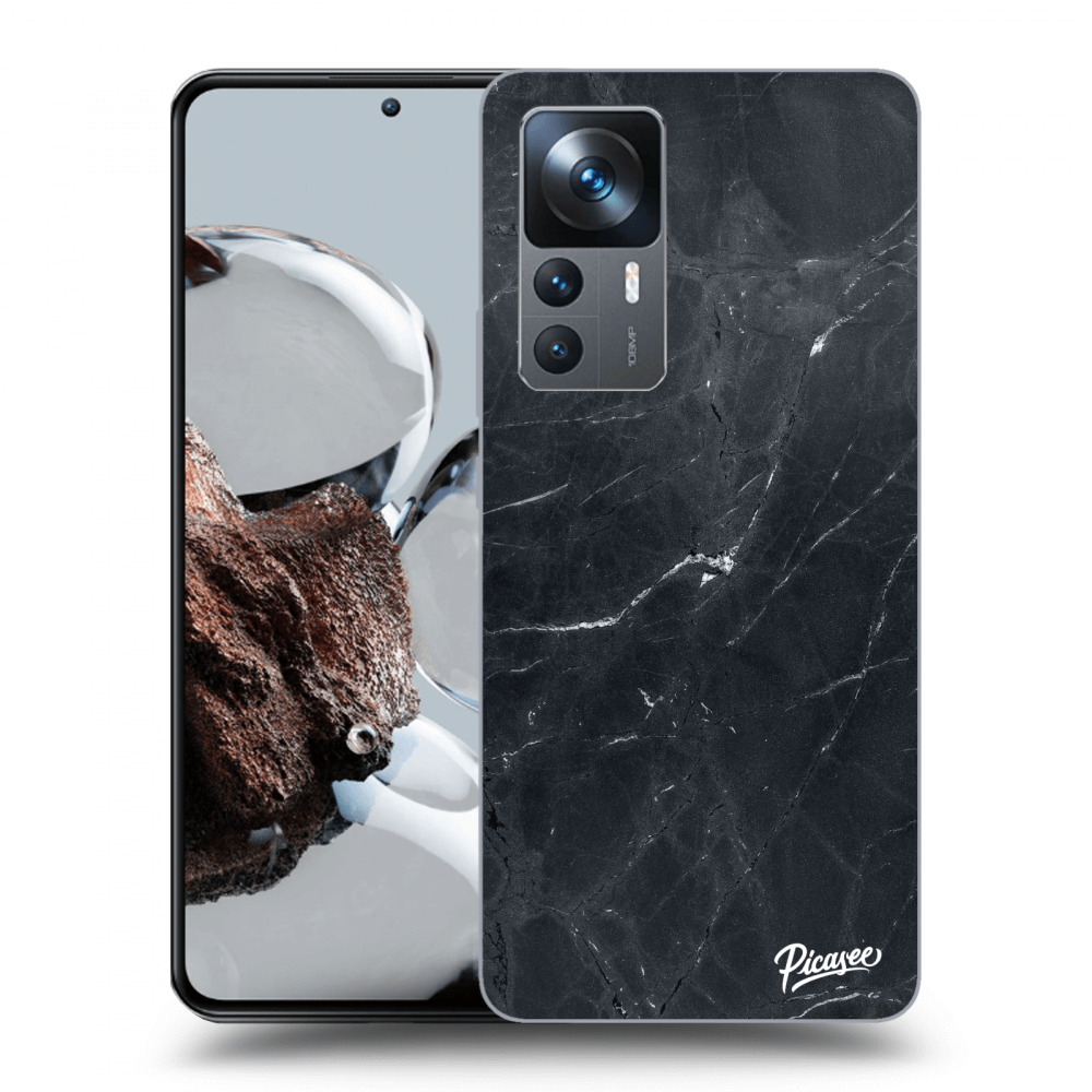 Picasee Xiaomi 12T Pro Hülle - Schwarzes Silikon - Black marble