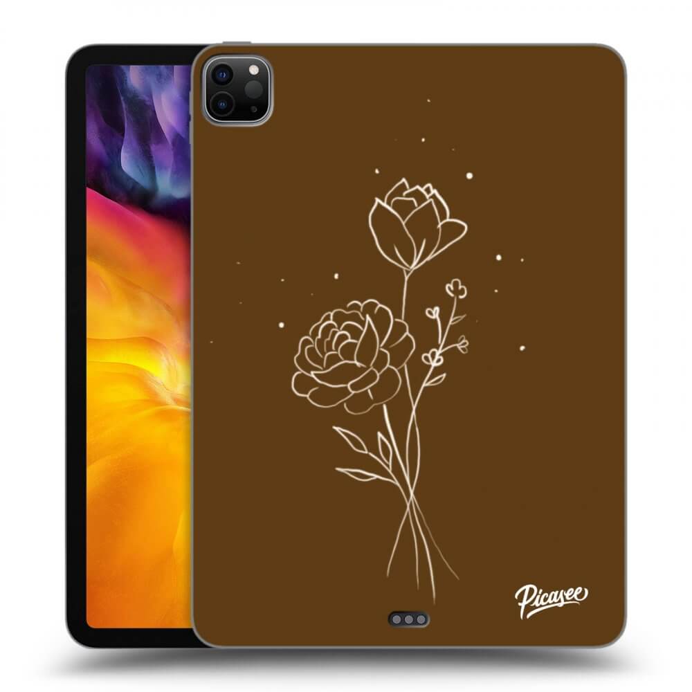 Picasee Schwarze Silikonhülle für Apple iPad Pro 11" 2022 M2 (4.generace) - Brown flowers