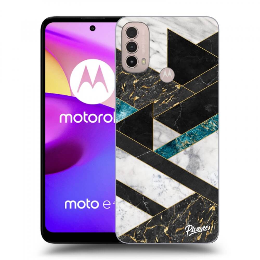 Picasee Motorola Moto E40 Hülle - Schwarzes Silikon - Dark geometry