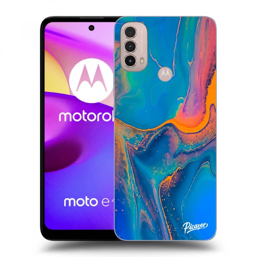 Picasee Motorola Moto E40 Hülle - Schwarzes Silikon - Rainbow