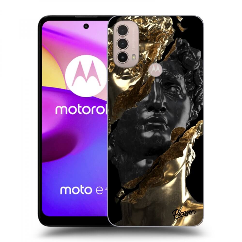 Picasee Motorola Moto E40 Hülle - Schwarzes Silikon - Gold - Black