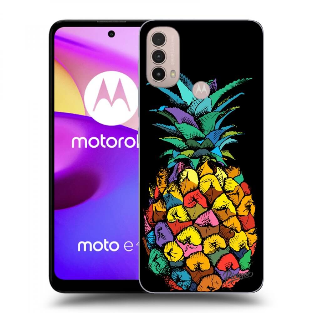 Picasee Motorola Moto E40 Hülle - Schwarzes Silikon - Pineapple