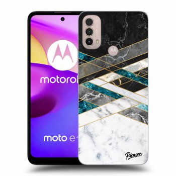 Picasee Motorola Moto E40 Hülle - Schwarzes Silikon - Black & White geometry