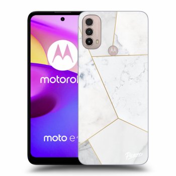 Picasee Motorola Moto E40 Hülle - Schwarzes Silikon - White tile