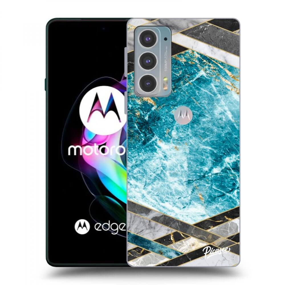 Picasee Motorola Edge 20 Hülle - Schwarzes Silikon - Blue geometry