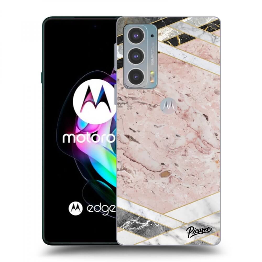 Picasee Motorola Edge 20 Hülle - Schwarzes Silikon - Pink geometry