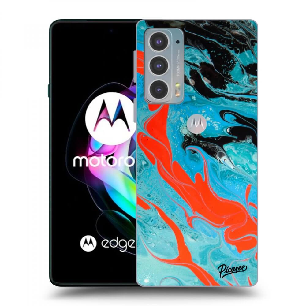 Picasee Motorola Edge 20 Hülle - Transparentes Silikon - Blue Magma