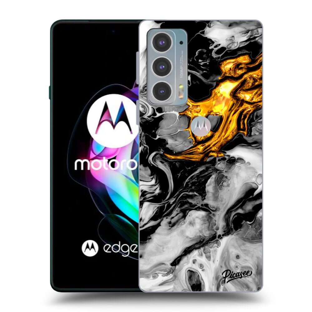 Picasee Motorola Edge 20 Hülle - Transparentes Silikon - Black Gold 2