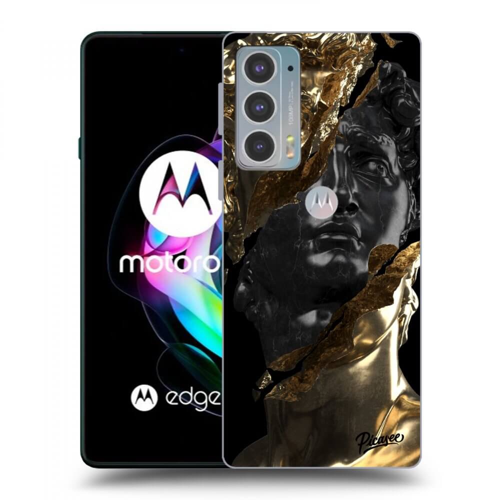 Picasee Motorola Edge 20 Hülle - Schwarzes Silikon - Gold - Black