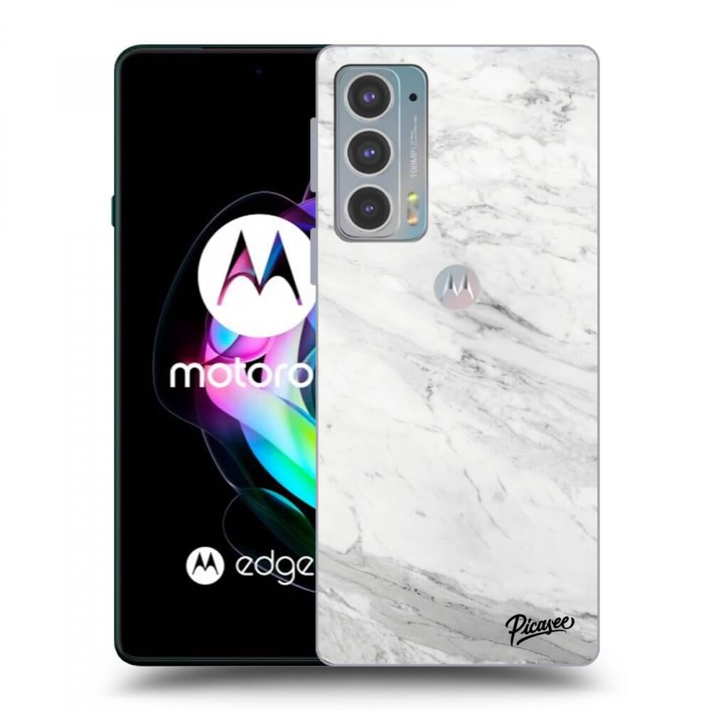 Picasee Motorola Edge 20 Hülle - Transparentes Silikon - White marble
