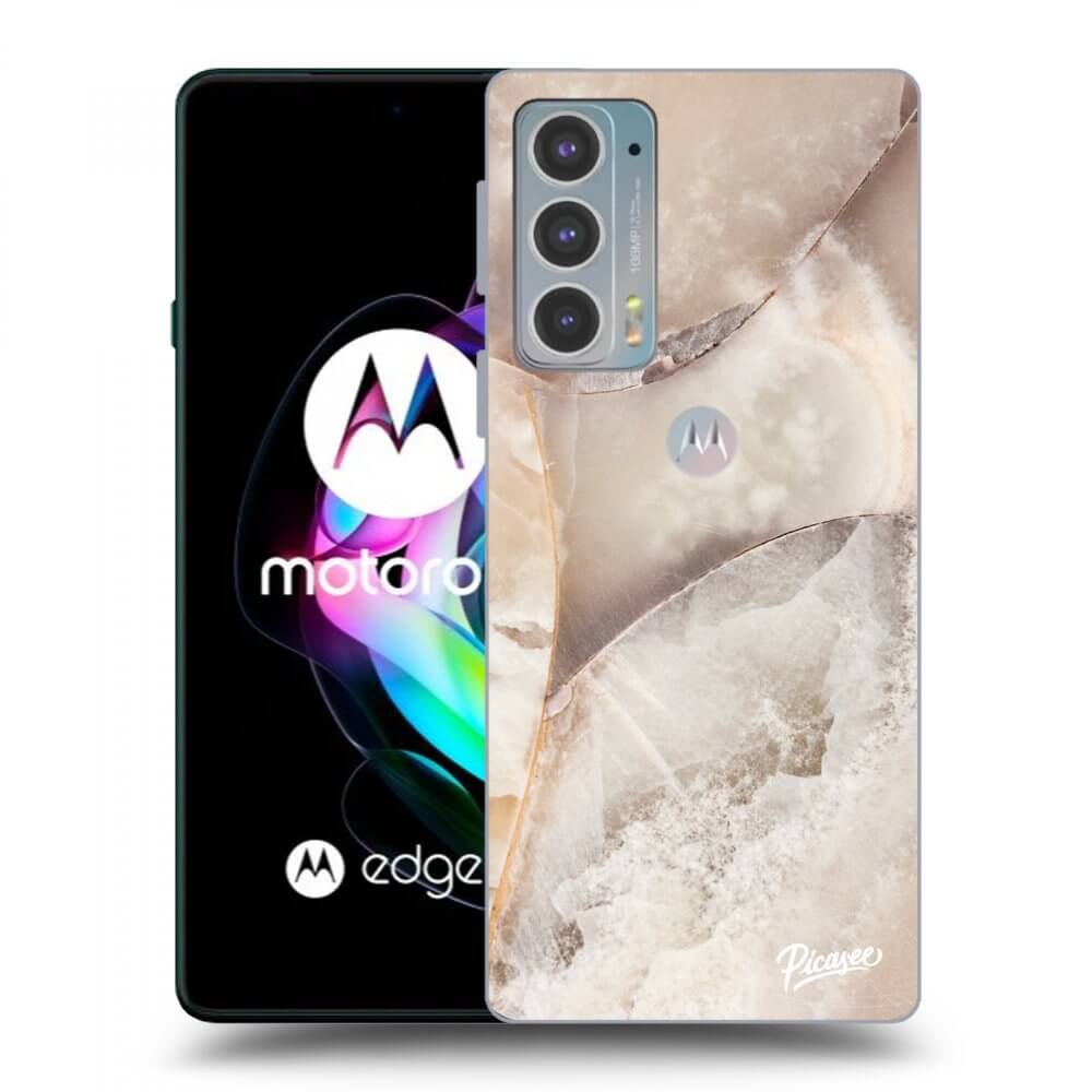 Picasee Motorola Edge 20 Hülle - Schwarzes Silikon - Cream marble