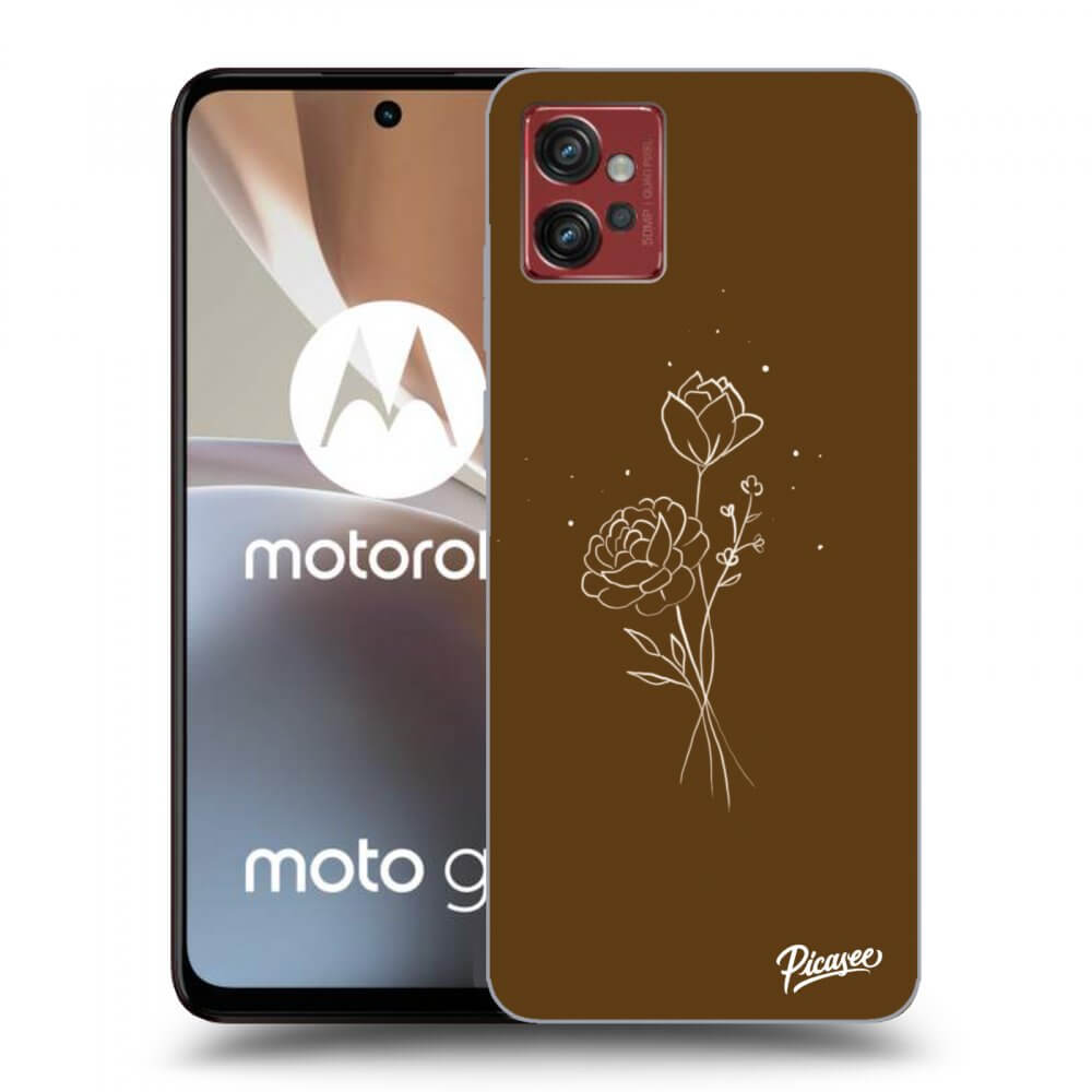 Picasee Motorola Moto G32 Hülle - Schwarzes Silikon - Brown flowers