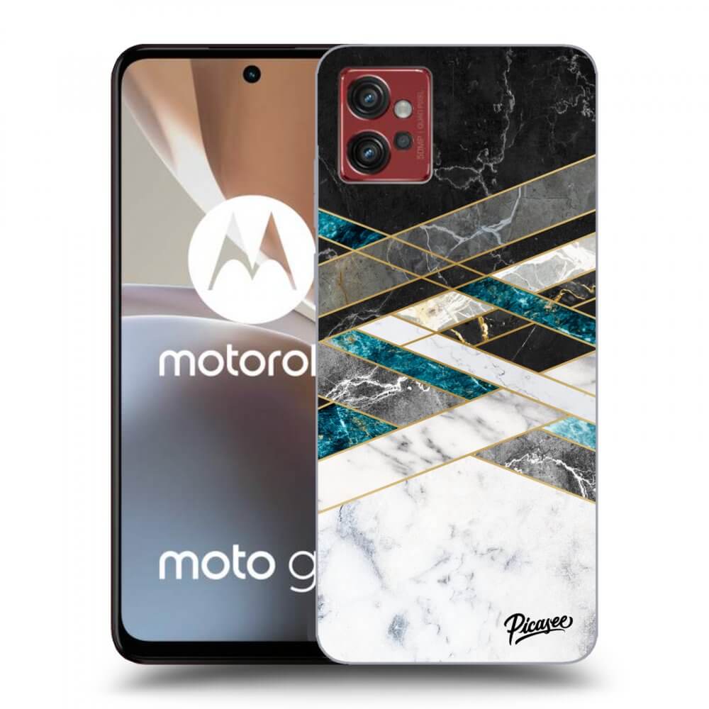 Picasee Motorola Moto G32 Hülle - Schwarzes Silikon - Black & White geometry
