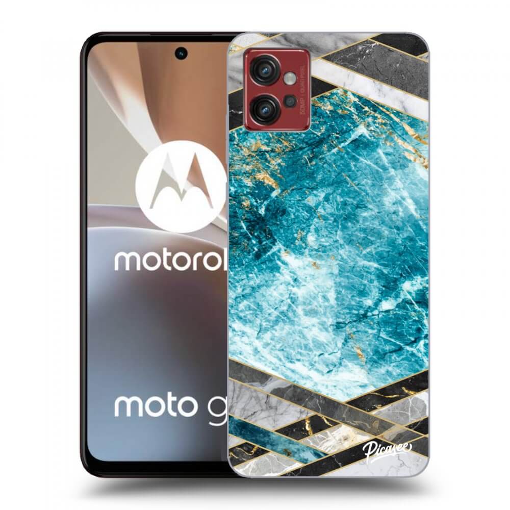 Picasee Motorola Moto G32 Hülle - Schwarzes Silikon - Blue geometry