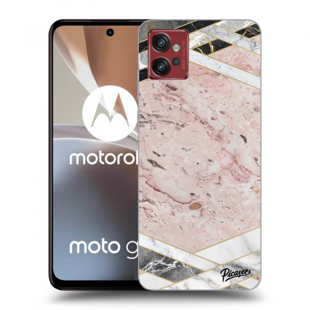 Picasee Motorola Moto G32 Hülle - Schwarzes Silikon - Pink geometry
