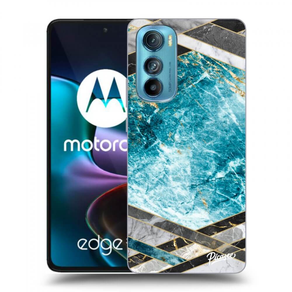 Picasee Motorola Edge 30 Hülle - Transparentes Silikon - Blue geometry