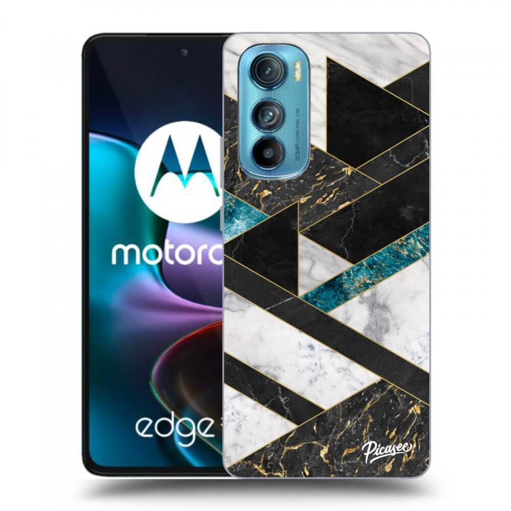 Picasee Motorola Edge 30 Hülle - Schwarzes Silikon - Dark geometry