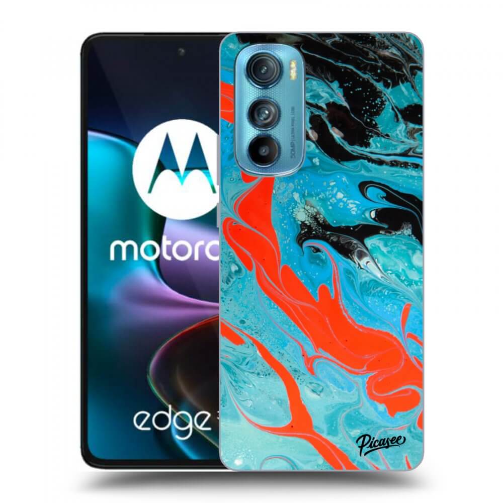 Picasee Motorola Edge 30 Hülle - Transparentes Silikon - Blue Magma