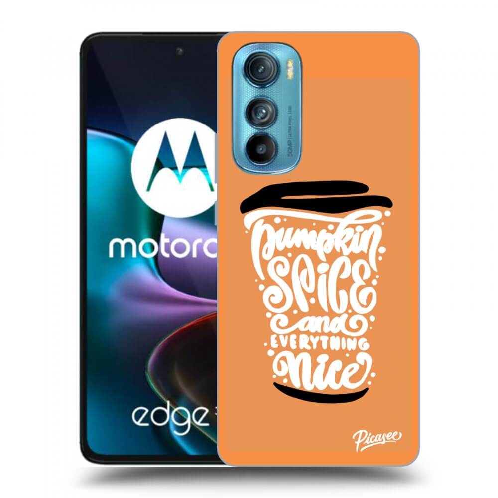 Picasee Motorola Edge 30 Hülle - Schwarzes Silikon - Pumpkin coffee