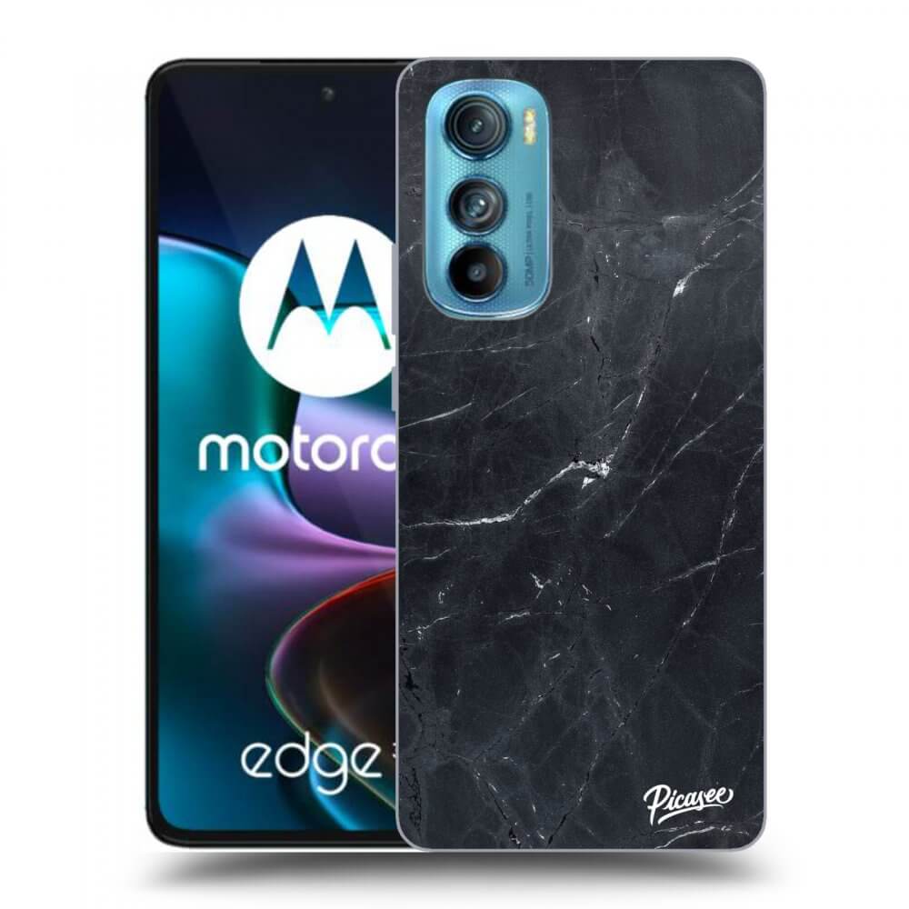 Picasee Motorola Edge 30 Hülle - Transparentes Silikon - Black marble
