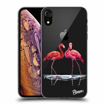 Picasee Apple iPhone XR Hülle - Transparentes Silikon - Flamingos couple