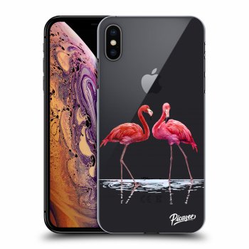 Picasee Apple iPhone XS Max Hülle - Transparentes Silikon - Flamingos couple