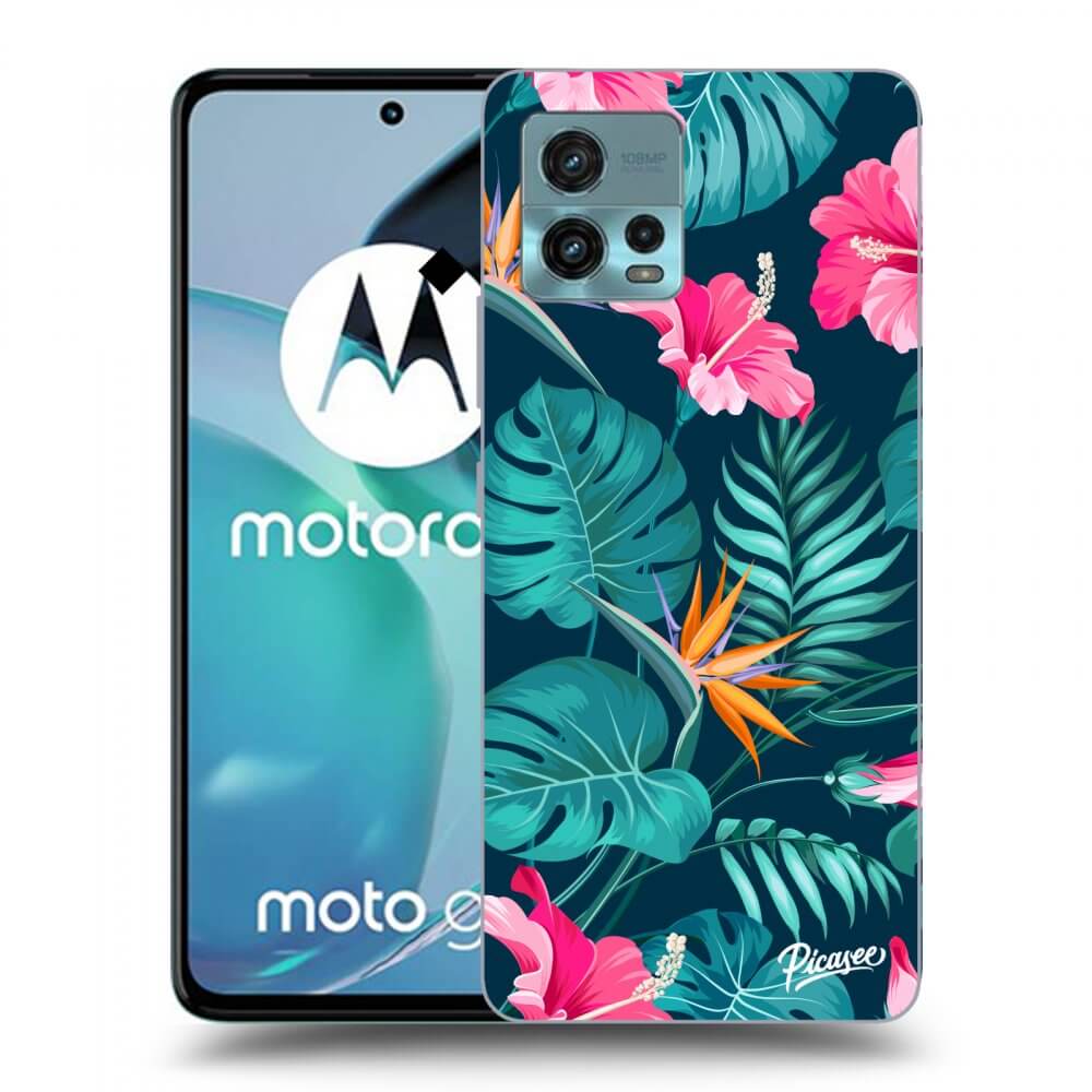 Picasee Motorola Moto G72 Hülle - Transparentes Silikon - Pink Monstera