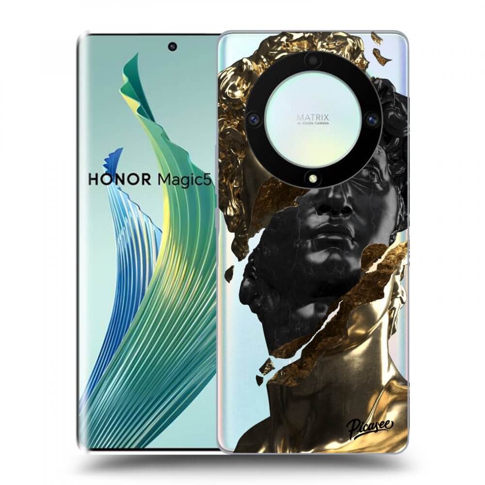 Picasee Honor Magic5 Lite 5G Hülle - Transparentes Silikon - Gold - Black