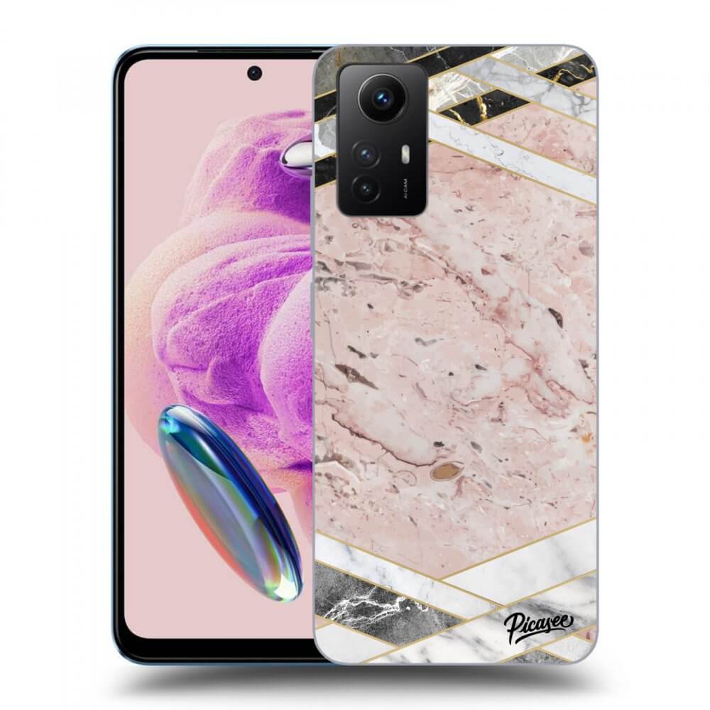 Picasee Xiaomi Redmi Note 12S Hülle - Transparentes Silikon - Pink geometry