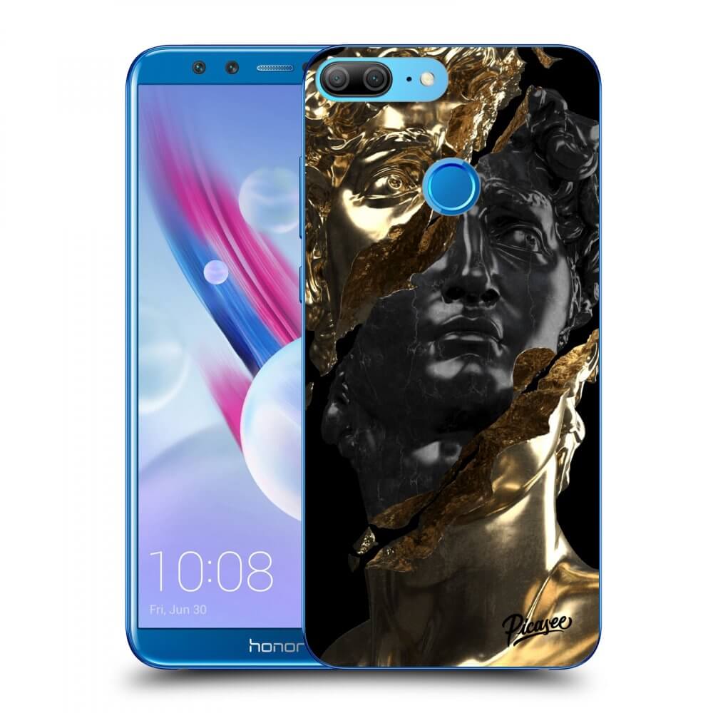 Picasee Honor 9 Lite Hülle - Schwarzes Silikon - Gold - Black