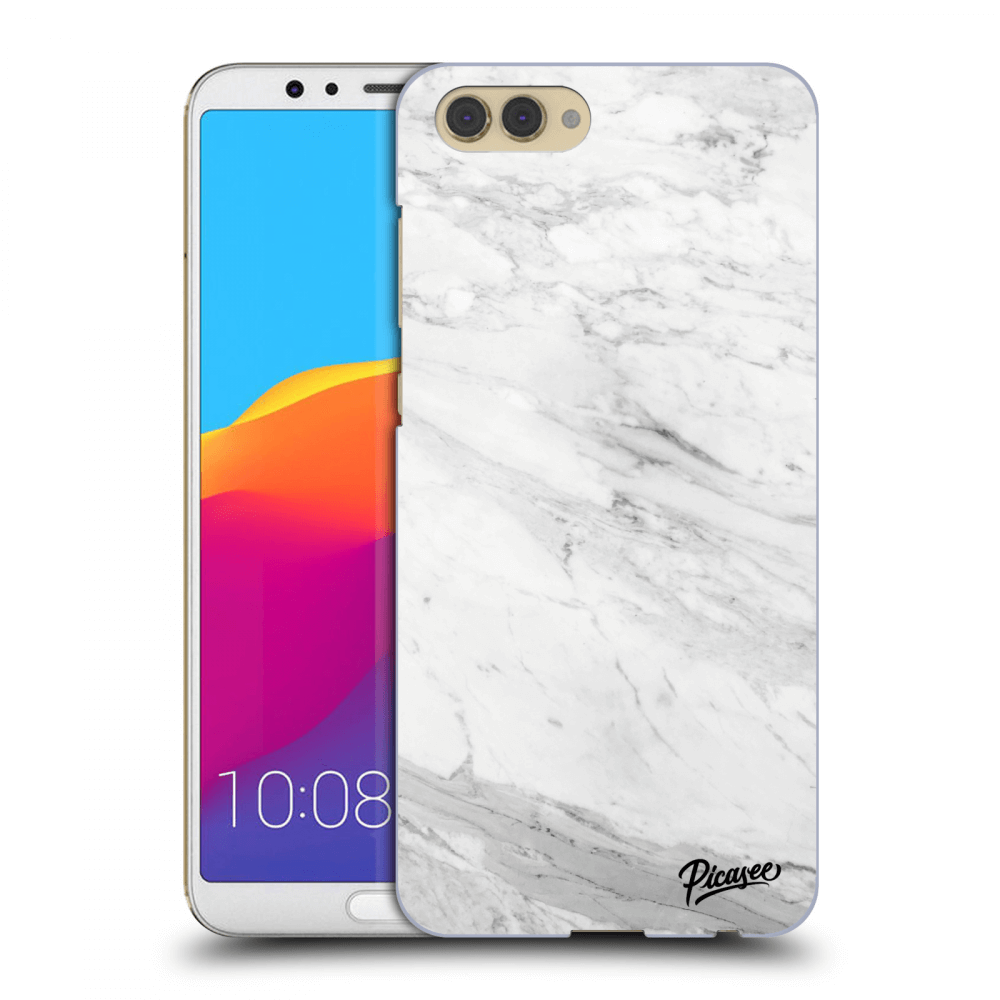 Picasee Honor View 10 Hülle - Transparenter Kunststoff - White marble