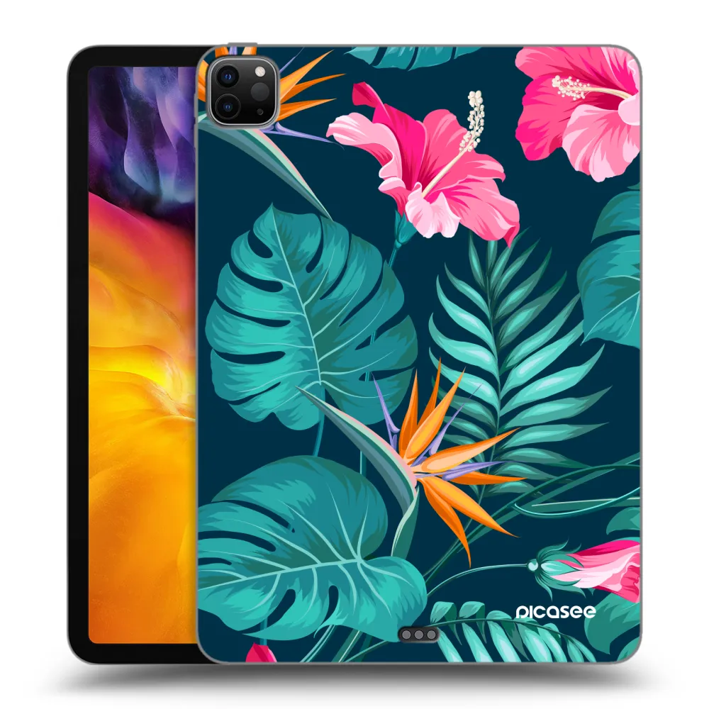 Picasee Schwarze Silikonhülle für Apple iPad Pro 11" 2024 (7.gen.) - Pink Monstera