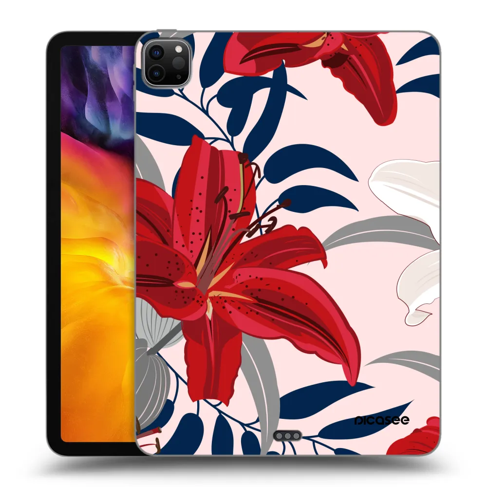 Picasee Schwarze Silikonhülle für Apple iPad Pro 11" 2024 (7.gen.) - Red Lily