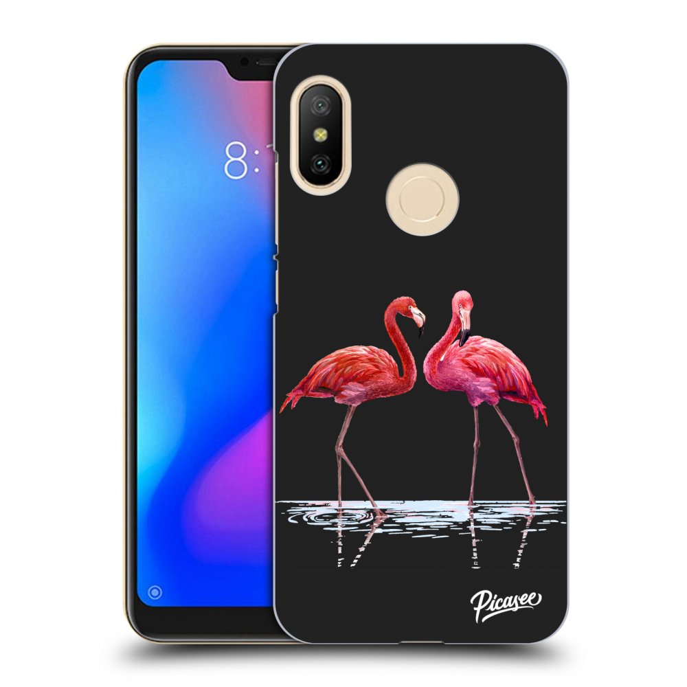 Picasee Xiaomi Mi A2 Lite Hülle - Schwarzes Silikon - Flamingos couple