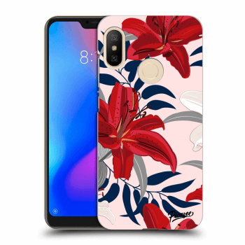 Picasee Xiaomi Mi A2 Lite Hülle - Schwarzes Silikon - Red Lily