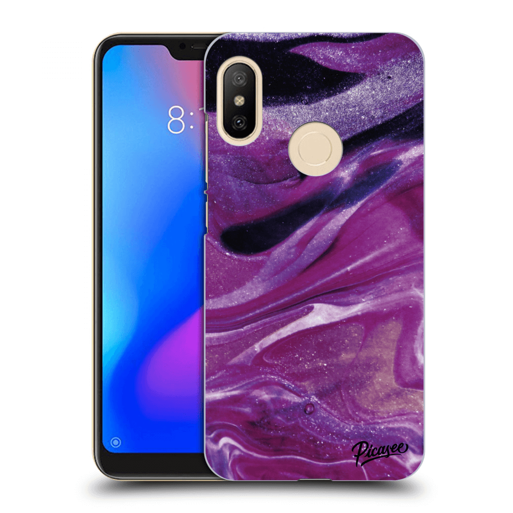 Picasee Xiaomi Mi A2 Lite Hülle - Transparentes Silikon - Purple glitter