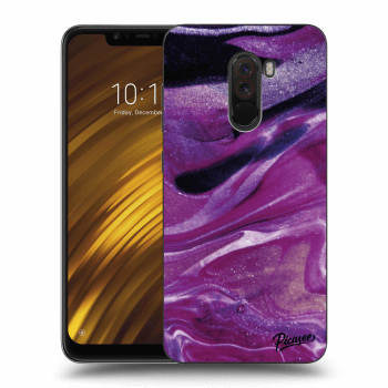 Picasee Xiaomi Pocophone F1 Hülle - Transparentes Silikon - Purple glitter